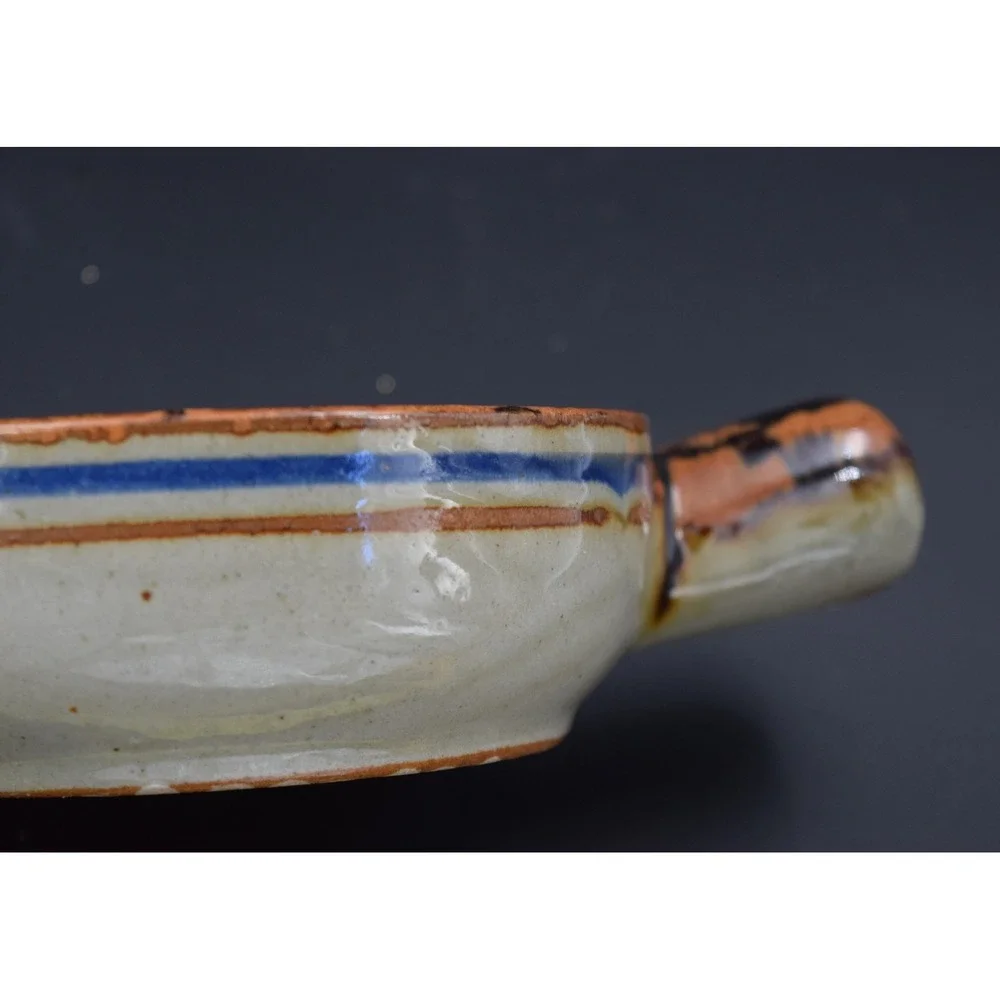 VTG Artisan Signed PA Fish Skillet Bowl Small Cream Brown Excellent Hand Painted
